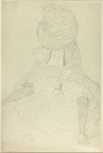 Seated Woman from the Front with Hat, Face Hooded