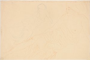 Two Studies of a Reclining Woman by Gustav Klimt