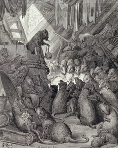 The Council Held by the Rats, from the Fables of La Fontaine, engraved by Antoine Valerie Bertrand (b.1823) c.1868