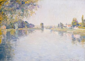 View of the Seine and the Bank of Argenteuil, Towards the Bridge by Gustave Caillebotte