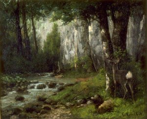 Deer in the Woods, circa 1839-1877 by Gustave Courbet