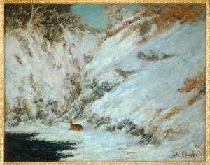 Snowy Landscape in the Jura, with Roe Deer