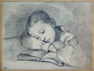 Portrait of Juliette Courbet sleeping by Gustave Courbet
