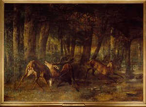 Spring Rut, Deer Fight by Gustave Courbet