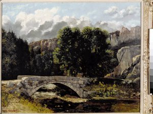 View of the Bridge of Saint Sulpice in Fleurier, Switzerland by Gustave Courbet