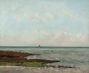 Washerwomen at Low Tide, Étretat. 1866 or 1869 by Gustave Courbet