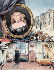 Portrait of the Marquise of Sevigne, along with the Chateau des Rochers and the Hotel Carnavalet