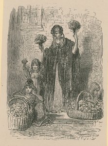 A Group of Young Women Selling Flowers from Baskets by Gustave Dore