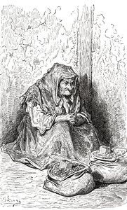 After a Sketch of an Old Spanish Woman by Gustave Dore. From Life and Reminiscences of Gustave Dore, Published 1885.