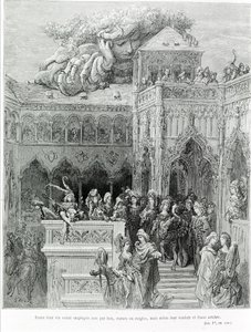All their lives were employed not by laws, statutes or rules, but according to their will and frank will, after Gargantua (1534) by François Rabelais. Engraved by Gustave Dore by Gustave Dore