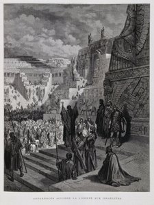 Artaxerxes grants freedom to the Jews in Persia, Illustration from the Dore Bible