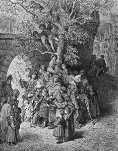 Crowd of onlookers and spectators at the wedding, scene from 