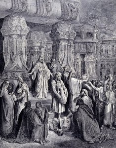Cyrus II the Great Freed the Captive Peoples Upon His Arrival in Babylon in 539 BC and Returned to the Jewish People the Sacred Vessels Taken as Spoils in the Temple of Jerusalem. Engraving by Gustave Doré