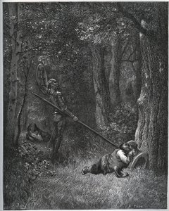 Don Quixote Awakening Sancho Panza - from "Don Quixote de la Mancha" by Miguel Cervantes by Gustave Dore