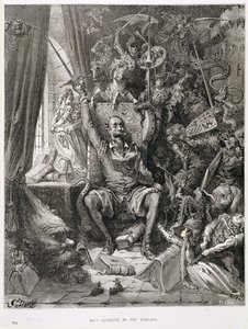 Don Quixote in his Library, engraved by Heliodore Joseph Pisan c.1868 by Gustave Dore