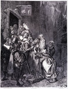 Enter This Inn, Plate IV - Illustration by Gustave Dore for La Legende du Jeif Wandering by Pierre Dupont by Gustave Dore