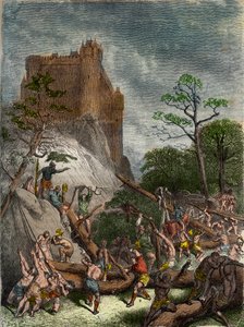 Feudalism in the Middle Ages: Serfs Working for the Lord (Engraving by Gustave Dore in National History Illustrated of France, 1876)