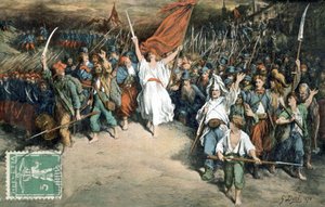 French Republic Leading French People to Fight Against Prussians, Drawing by Gustave Dore, Postcard