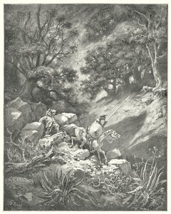 But pray, sir, quoth Sancho, is it a good law of chivalry that says we shall wander up and down, over bushes and briars, in this rocky wilderness?