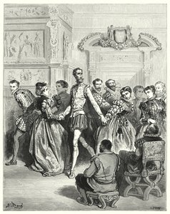 Don Quixote: "Two ladies made their court chiefly to Don Quixote" (engraving) by Gustave Dore