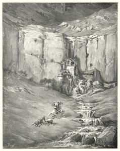 Don Quixote: "When they came nearer, even patient Rozinante himself started at the dreadful sound"