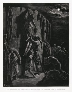 Jabesh-Gileadites Recover the Bodies of Saul and His Sons, Illustration from the Dore Bible