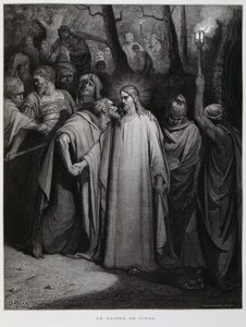Judas Betrays Jesus with a Kiss; Illustration from the Dore Bible by Gustave Dore
