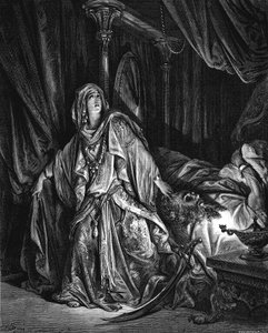 Judith about to cut off the head of Holofernes, 1866 by Gustave Dore