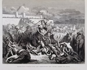 King David Punishing The Ammonites, Illustration from the Dore Bible by Gustave Dore