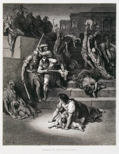 King Herod orders the Massacre of the Innocents, Illustration from the Dore Bible by Gustave Dore