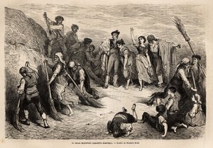 La Seguidilla Manchegas, or Improvised Dance, in Albacete (province of the English Channel), Many Dancers of Both Sexes, from Different Localities Meet to Perform Dance Steps in the Galliegada (ie to Freeze a Figure Before the Movement is Completed), Here  by Gustave Dore