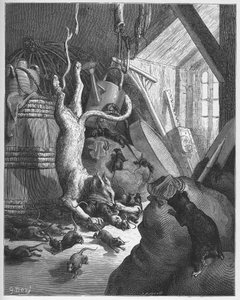The Cat and an Old Rat - from "Fables" by Jean de La Fontaine by Gustave Dore