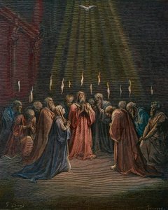 Pentecost - The descent of the Holy Spirit (engraving) by Gustave Dore