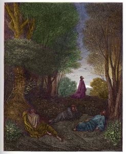 Prayer of Jesus in the Garden of Olives - engraving in The Bible illustree by Gustave Dore - Engraving from The Dore Bible