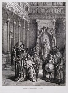 Queen Esther faints before the King, Illustration from the Dore Bible by Gustave Dore