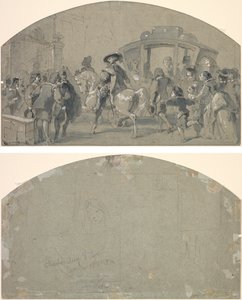 Street Scene (recto); Sketches (verso) by Gustave Dore