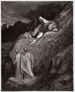 The Divine Comedy, Inferno, Canto 12: The Minotaur on the shattered cliff - by Dante Alighieri - Illustration by Gustave Dore by Gustave Dore