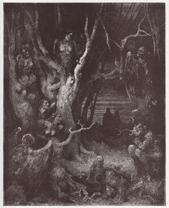 The Divine Comedy, Inferno, Canto 13: The Harpies in the forest of suicides - by Dante Alighieri - Illustration by Gustave Dore by Gustave Dore
