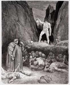The Divine Comedy, Inferno, Canto 28: The severed head of Bertrand de Born speaks to Dante (Illustration by Gustave Dore) by Gustave Dore