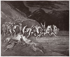 The Divine Comedy, Inferno, Canto 3: The Doomed Souls Embarking to Cross the Acheron - by Dante Alighieri (1265-1321) - Illustration by Gustave Dore (1832-1883) by Gustave Dore