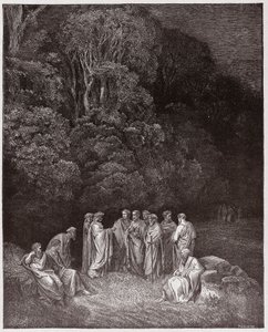 The Divine Comedy, Inferno, Canto 4: Homer, the poets, and heroes in Limbo - Illustration by Gustave Dore by Gustave Dore