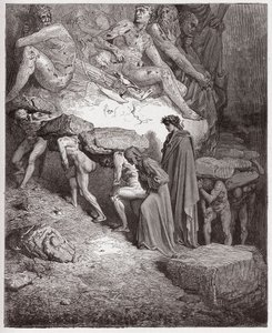 The Divine Comedy, Purgatorio, Canto 11: The Souls of the Prideful, Bearing Heavy Stones - by Dante Alighieri (1265-1321) - Illustration by Gustave Dore (1832-1883) by Gustave Dore