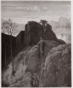 The Divine Comedy, Purgatorio, Canto 4: Virgil leads Dante up the rugged mountainside (Illustration by Gustave Dore) by Gustave Dore