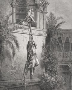 The Escape of David Through the Window, Illustration from Dore