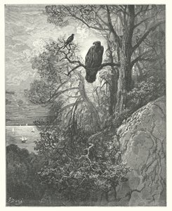 The Fables of La Fontaine: The Eagle and the Magpie by Gustave Dore