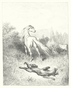 The Fables of La Fontaine: The Horse and the Wolf by Gustave Dore