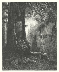 The Fables of La Fontaine: The Owl and the Mice by Gustave Dore