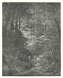 The Fables of La Fontaine: The Stag Viewing Himself in the Stream by Gustave Dore