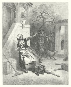 The Fables of La Fontaine: The Wolf, the Mother, and the Child by Gustave Dore