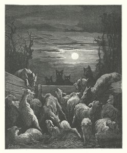 The Fables of La Fontaine: The Wolves and the Sheep (engraving) by Gustave Dore